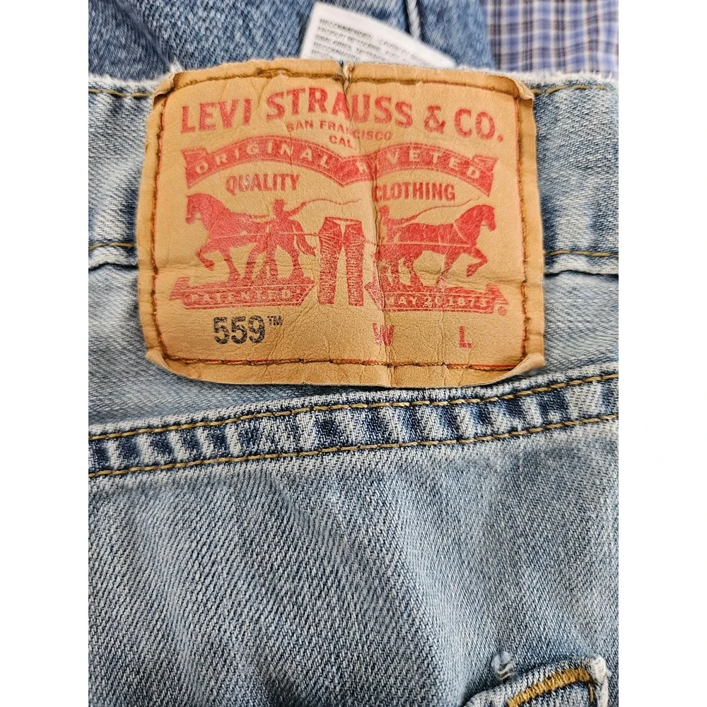 Y2K Levis 559 Relaxed Straight Mens Jeans Light Wash Denim Blue 58x32